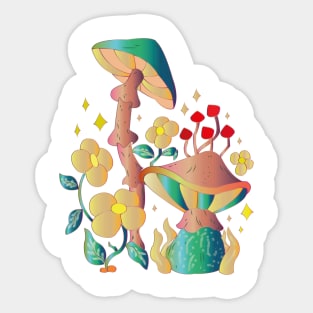 mushrooms and flowers Sticker